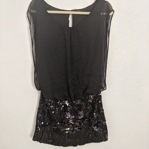 Black Sequin BEBE Dress Size L